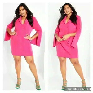 NEW City Chic Adaline Dress - shock pink Plus Size 18